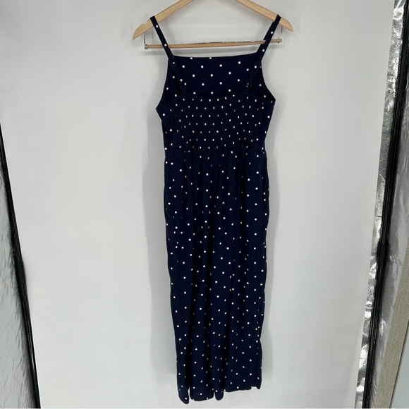 Old Navy Linen Navy polka dot jumpsuit Pockets‎ Smocked Back - Picture 6 of 15